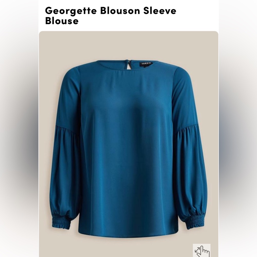 Georgette Blouson Sleeve Blouse! Torrid. Size 2. Turquoise.